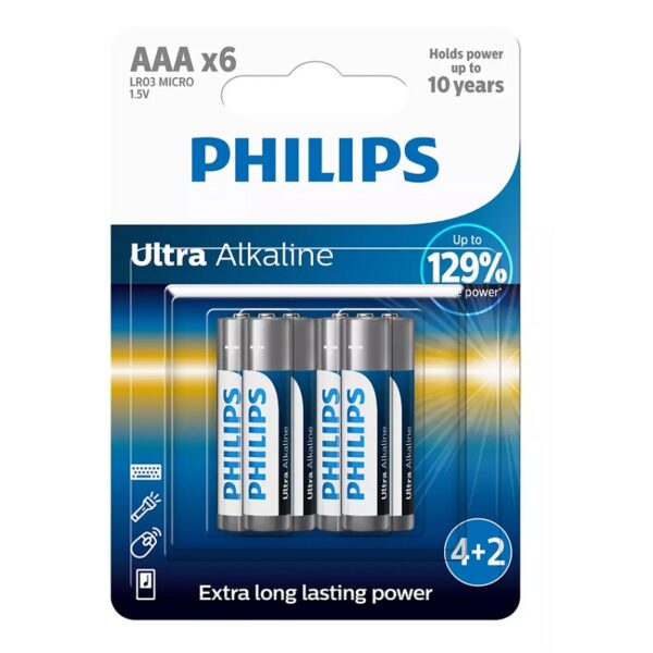 PHILIPS LR03 AAA ULTRA ALKALINE BATTERY Blister 6 τεμ 1