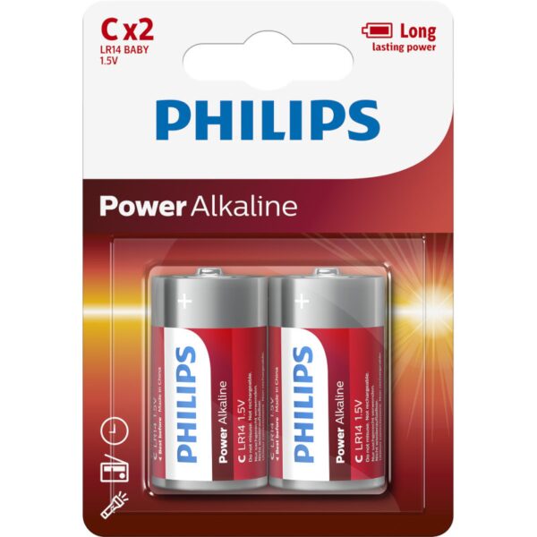 PHILIPS LR14 C 15V POWER ALKALINE BATTERY Blister 2τεμ