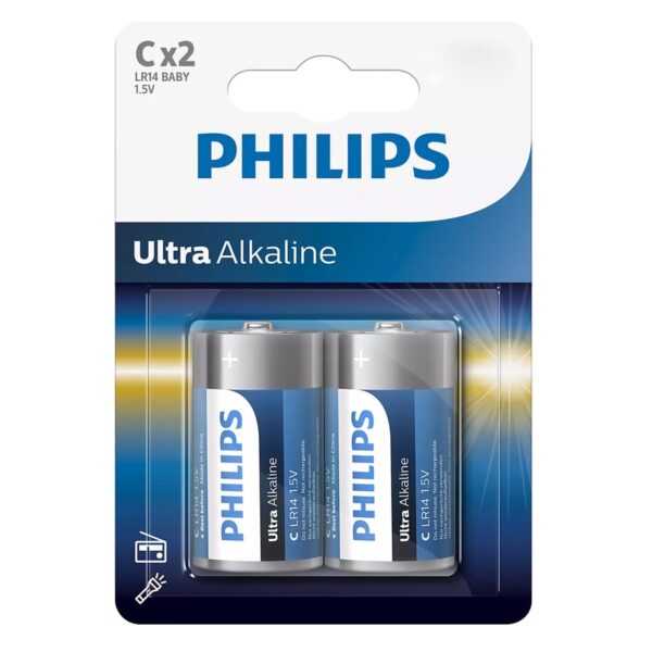 PHILIPS LR14 C 15V ULTRA ALKALINE BATTERY Blister 2τεμ