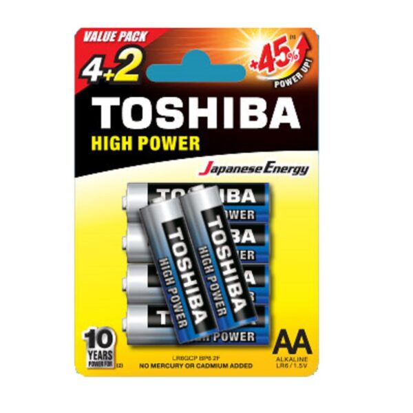 TOSHIBA AA LR6 ΑΛΚΑΛΙΚΗ ΜΠΑΤΑΡΙΑ Blister 4 τεμ 2 Δώρο