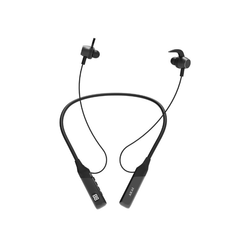 Akai BTN B100 Μαύρα Ασύρματα Bluetooth V5.3 in ear λαιμού ακουστικά με κάρτα TF 50498