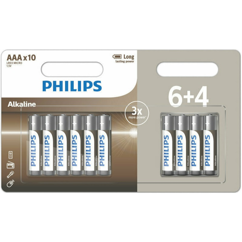 PHILIPS LR03 AAA ALKALINE BATTERY Blister 10 τεμ