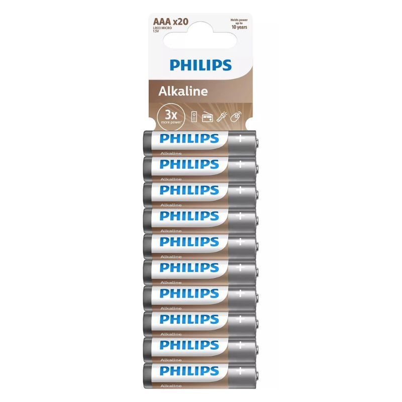 PHILIPS LR03 AAA ALKALINE BATTERY Blister 20 τεμ 48597