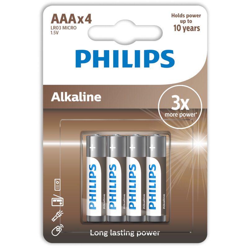 PHILIPS LR03 AAA ALKALINE BATTERY Blister 4 τεμ