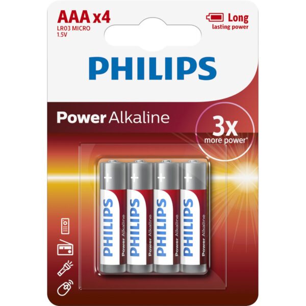 PHILIPS LR03 AAA POWER ALKALINE BATTERY Blister 4 τεμ