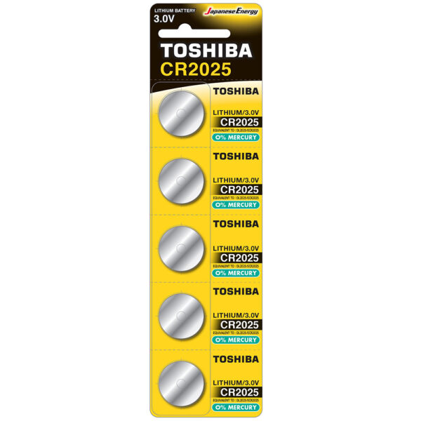 TOSHIBA CR2025 3V 160mAh ΜΠΑΤΑΡΙΑ ΛΙΘΙΟΥ Καρτέλα 5 τεμ