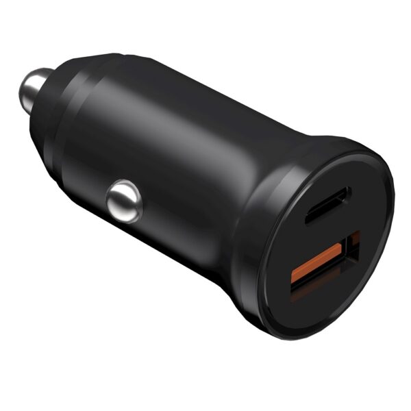 car charger Smart Mini PD QC 3.0 30W 1x USB C 1x USB black 30W 48449